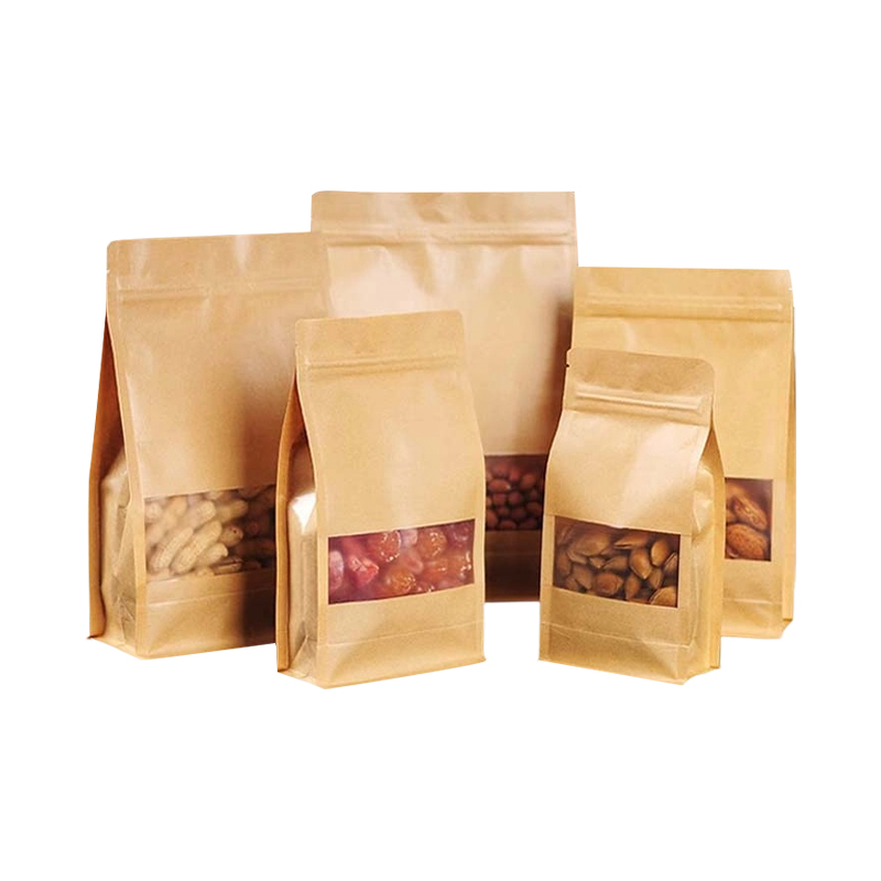 Ang selyadong tumayo ng kraft paper bag para sa pag -iimbak ng pagkain