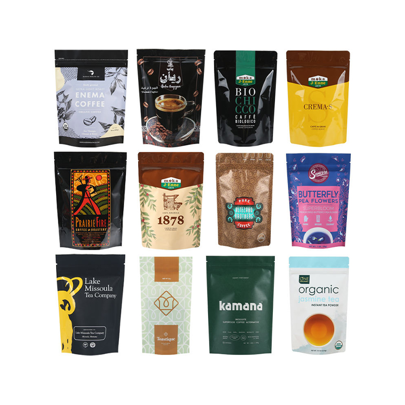 Premium aluminyo foil coffee stand-up pouch na may balbula